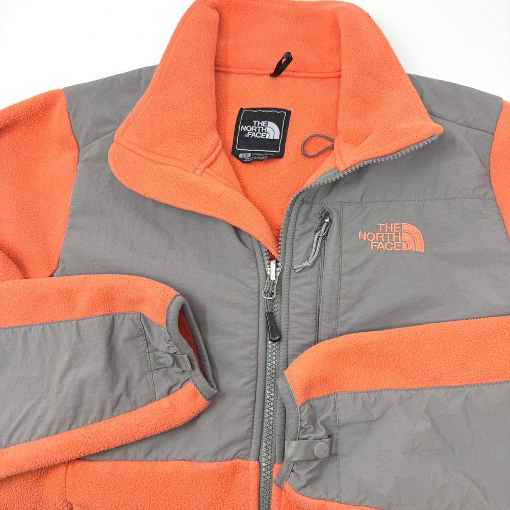 The North Face Denali Polartec Fleece Jacket Orange Grey Womens Small Full Zip